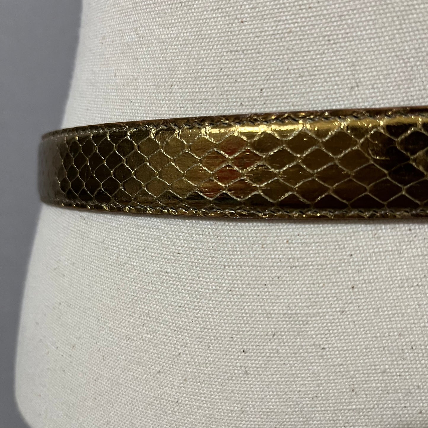 Vintage Gold With Rhinestone Buckle Genuine Snake Skin Belt Sz-Small-Medium