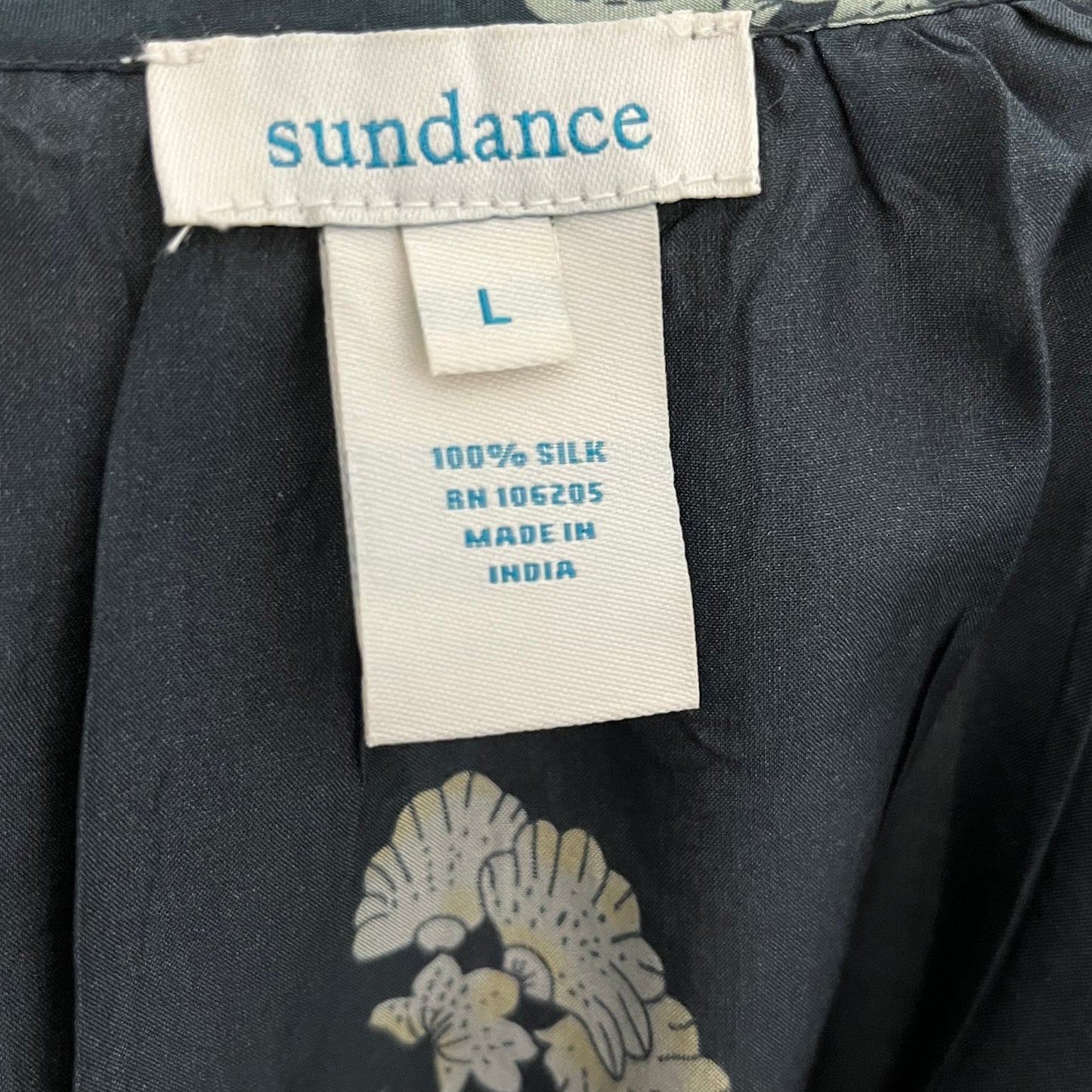 Sundance Green Floral Print Silk Blouse Sz-Large