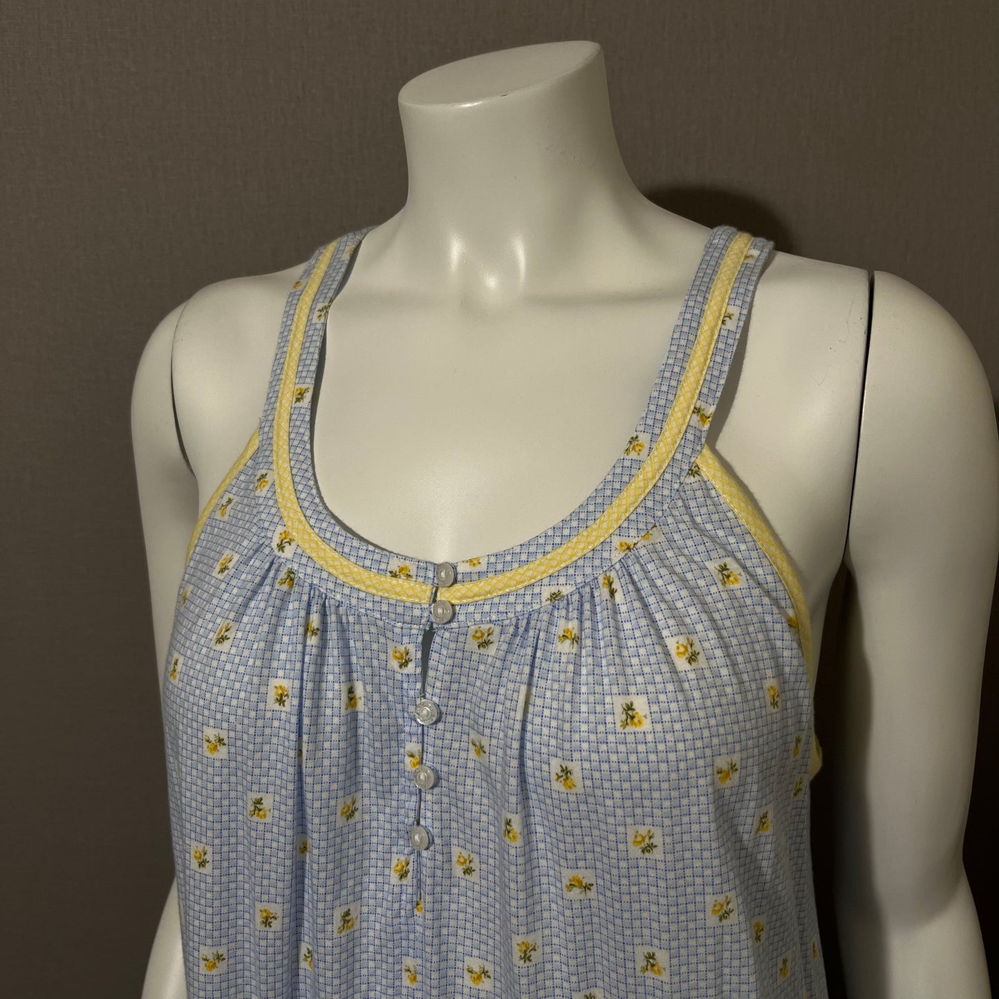 Carole Hochman Blue | Yellow Floral Cotton Nightgown Sz-Medium