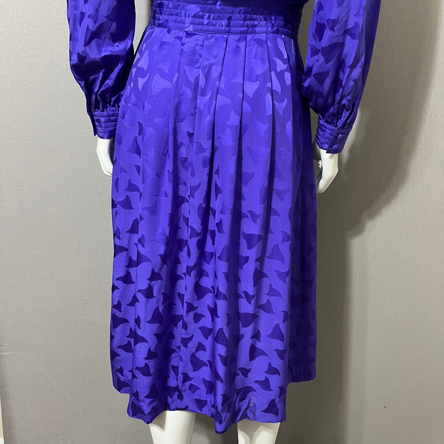 Vintage HR Milan Purple Long Sleeve Silk Dress Sz-Medium/Large