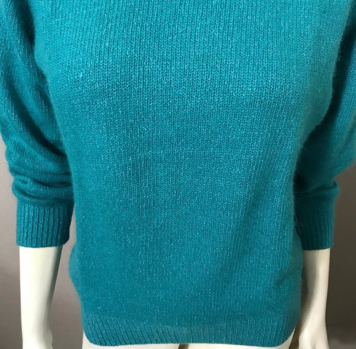 Vintage Keynotes Green Silk Lambswool Angora Rabbit Hair Turtleneck Sz-Large