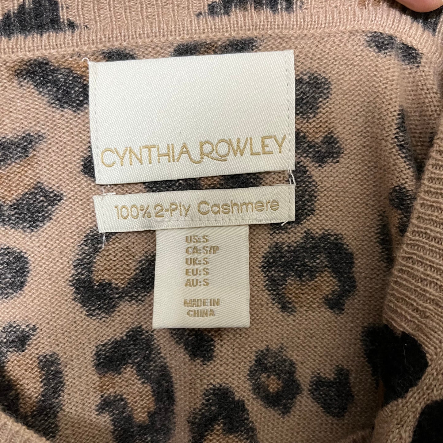 Cashmere Cynthia Rowley Leopard Print Crewneck Sweater Sz-Small