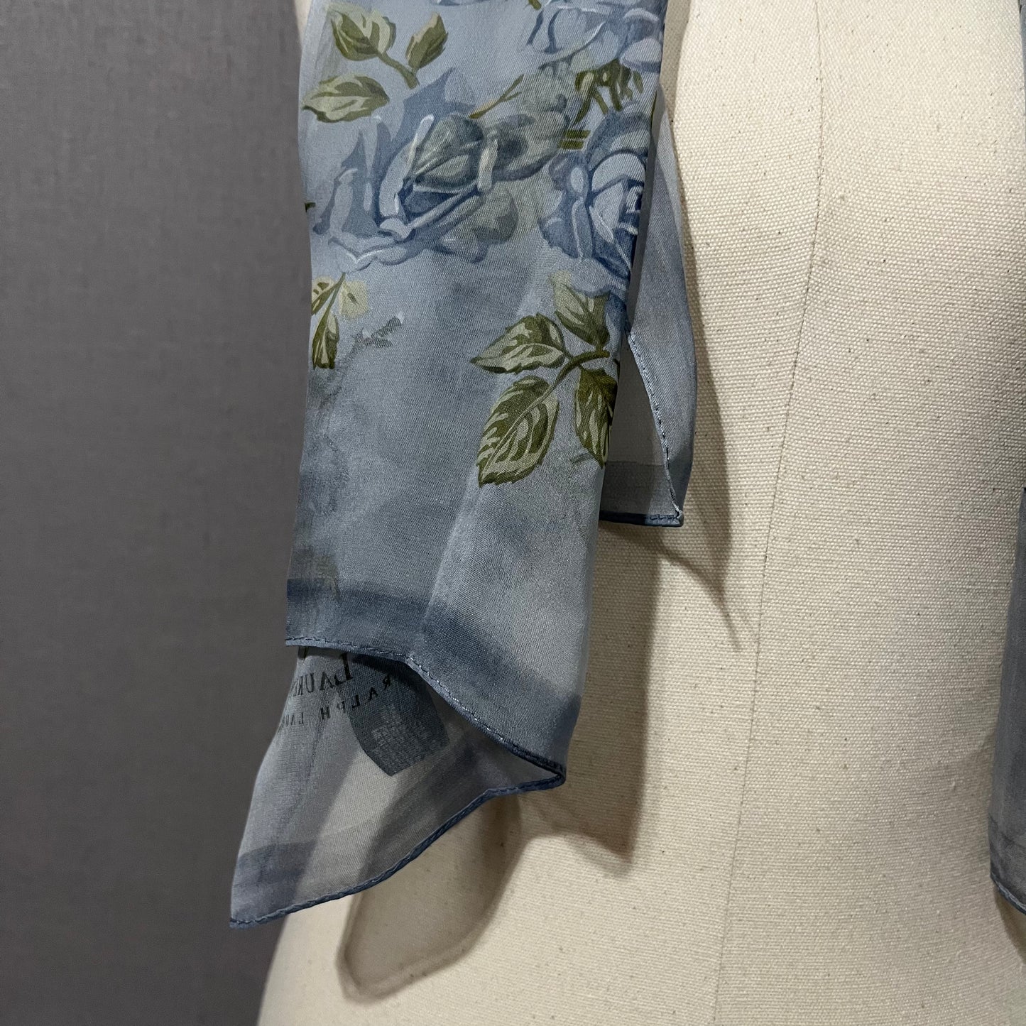 Lauren Ralph Lauren Light Blue Floral Silk Scarf