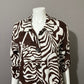 Jones New York Brown Linen Zebra Print Shirt Sz- Small/Medium