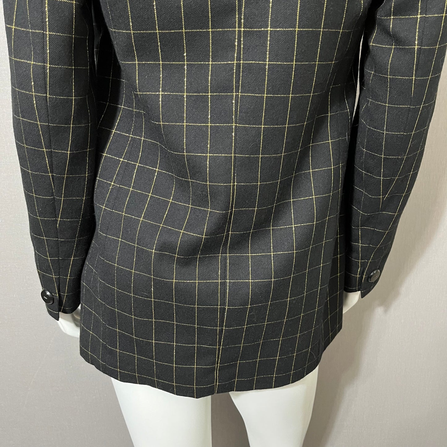 Vintage JH Collectibles Black with Gold Metallic Windowpane Blazer Sz-6