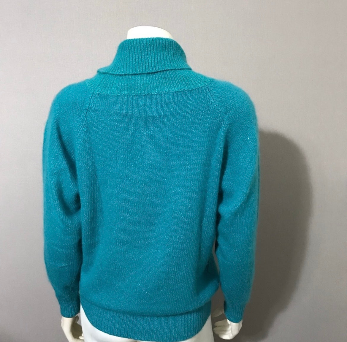 Vintage Keynotes Green Silk Lambswool Angora Rabbit Hair Turtleneck Sz-Large