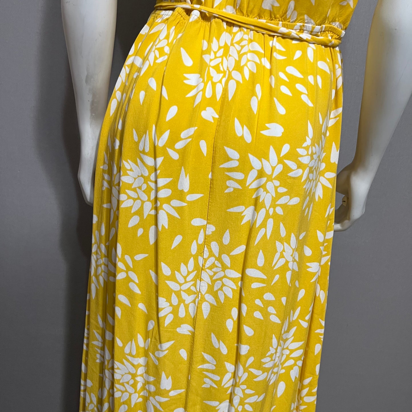 A New Day Yellow Rayon Floral Dress Sz-Large