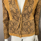 Vintage CHI-Carlos Falchi Brown Snake Scale Print Suede Leather Jacket Sz-Xtra Small