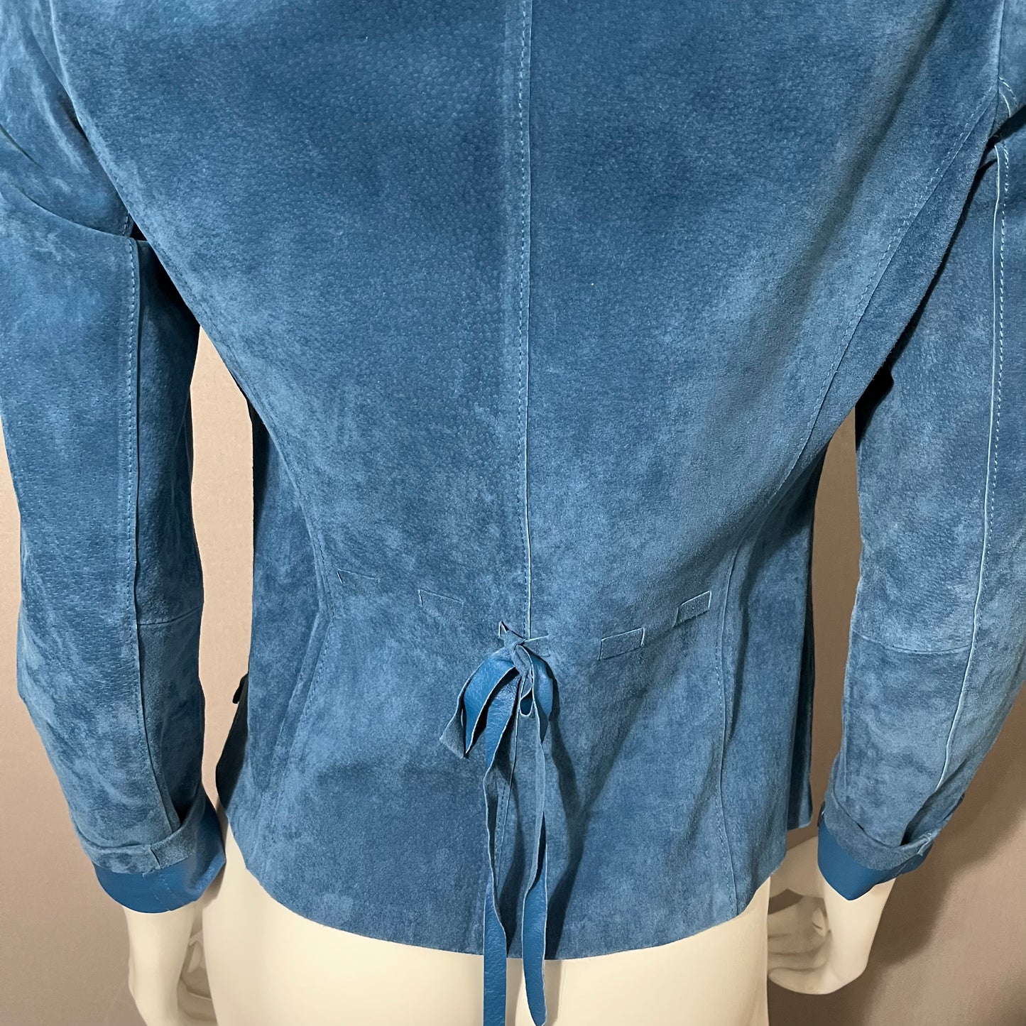 Vintage CHI by Carlos Falchi Blue Suede Leather Jacket Sz-Xtra Small