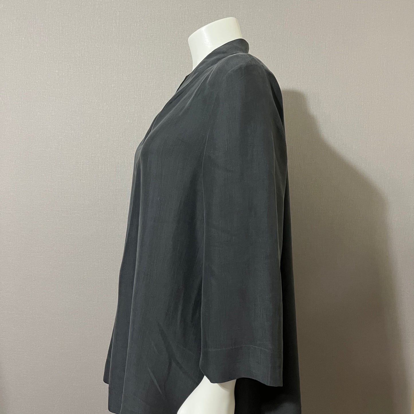 Eileen Fisher Slate Gray Silk Tunic Top Sz-Large