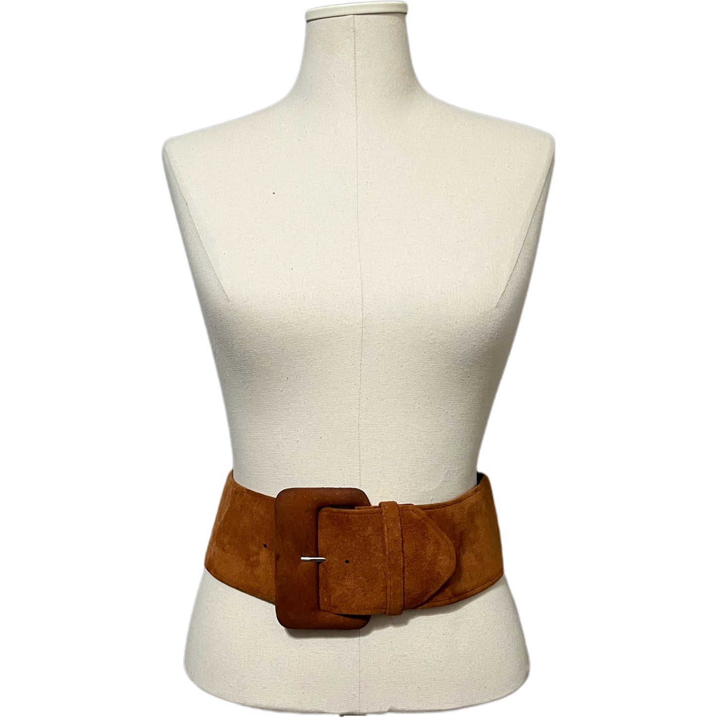 Vintage Nava Cognac Brown Suede Leather Wide Belt Sz-Small