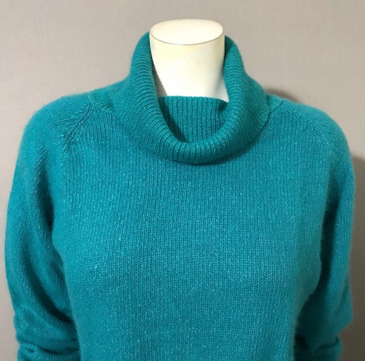 Vintage Keynotes Green Silk Lambswool Angora Rabbit Hair Turtleneck Sz-Large