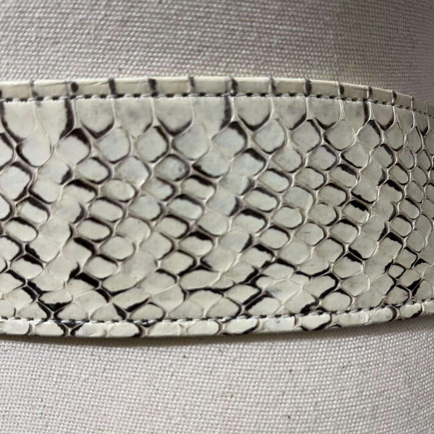 Vintage Rare Genuine Snake Skin Gold/Silver Buckle Adjustable Belt M-XL