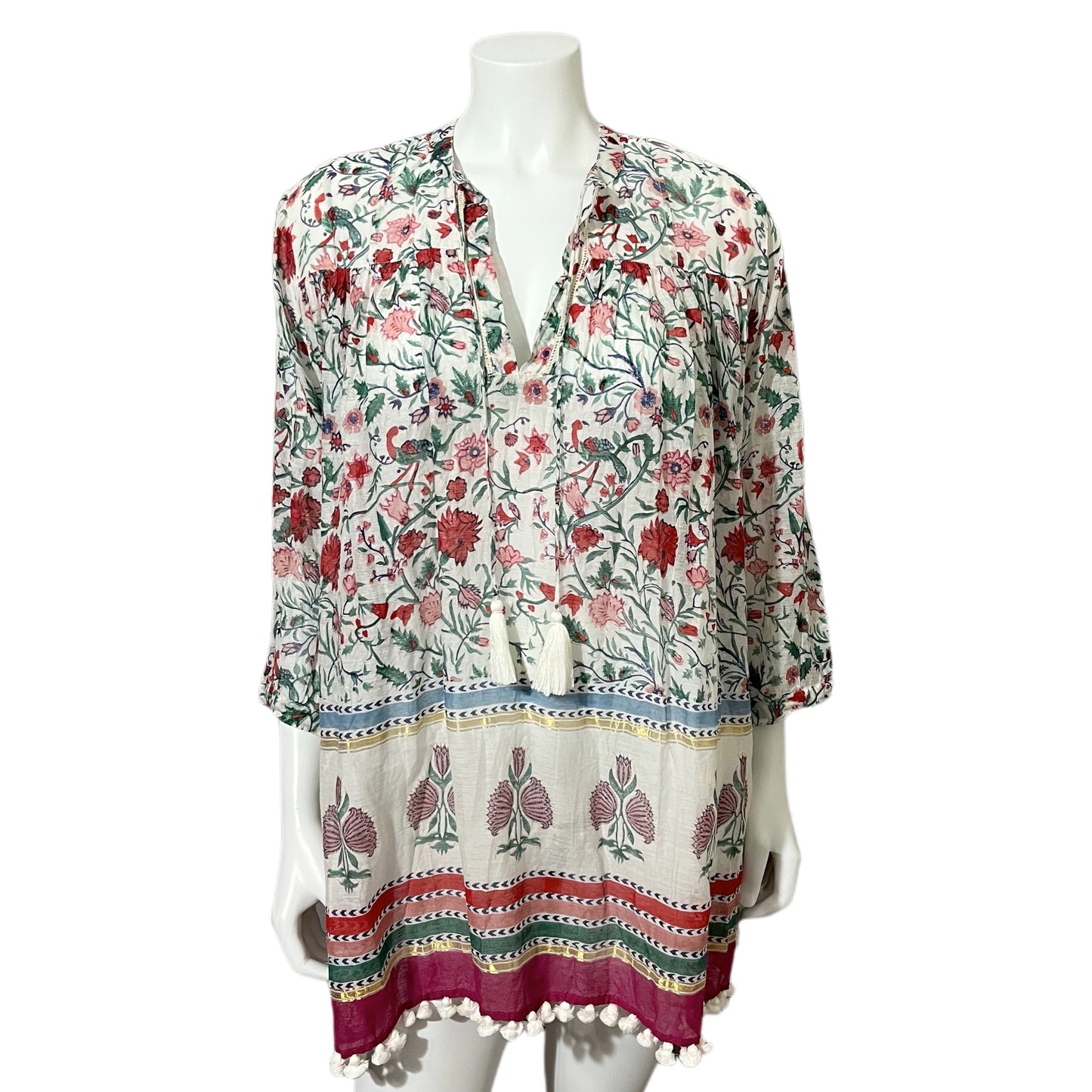 Roller Rabbit Cotton | Silk Floral Tunic Top Sz-Large