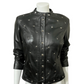Leather Yvonne & Marie Silver Studded Black Moto Leather Jacket Sz-6 Small