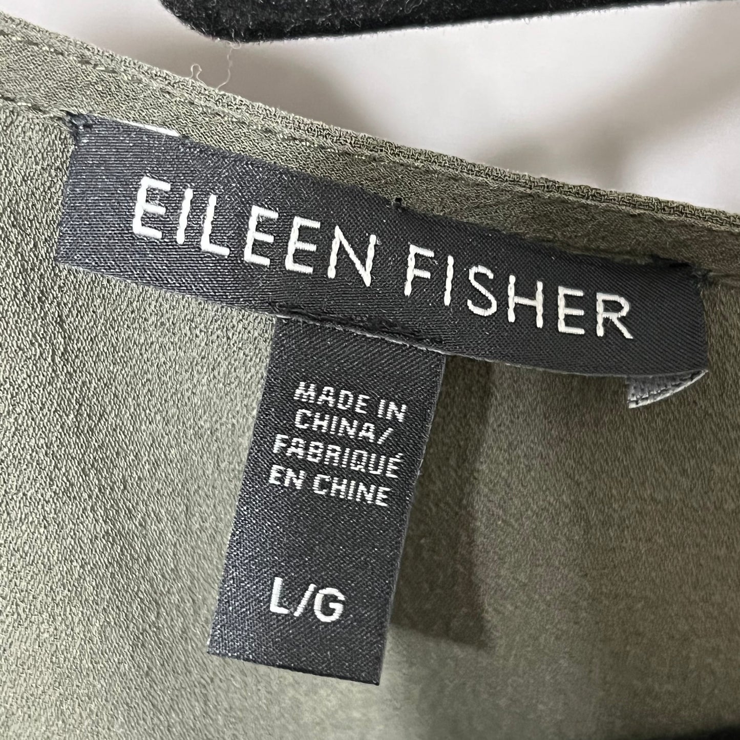 Eileen Fisher Sage Green 100% Silk Shift High Low Dress Sz-Large