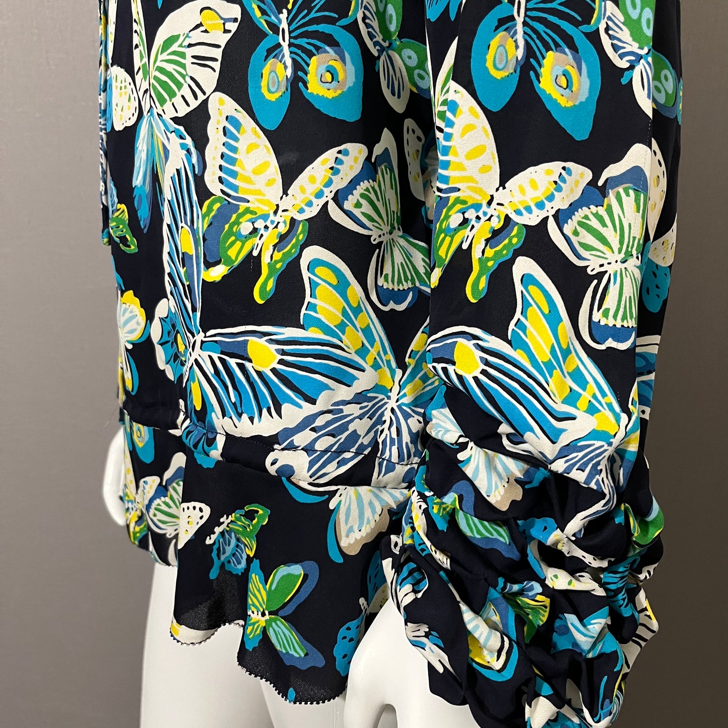 Tory Burch Blue Butterfly Silk Blouse Sz-Medium