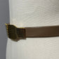 Vintage Accessocraft Taupe Adjustable Gold Buckle Skinny Belt Sz-OS