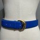Vintage The Ritz Blue With Gold Buckle Leather Belt Sz-Medium/Large