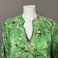 Amaya Green Floral Silk Print Tunic Top with Beads & Embroidered Sz Medium