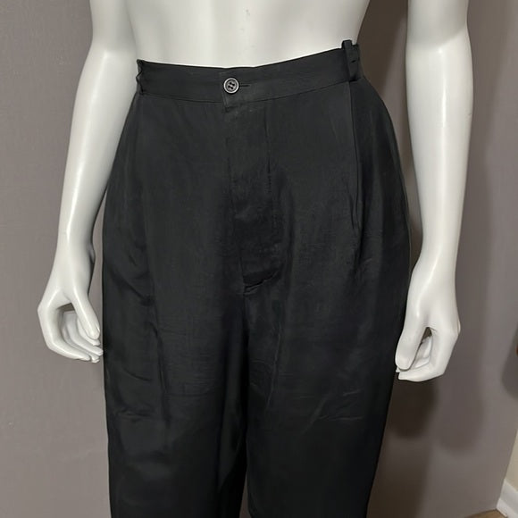 Black 100% Silk High Waisted Light Weight Pants Sz- XL