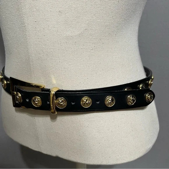 The Limited Lion Head Leather Skinny Belt