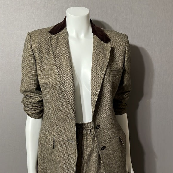 Evan Picone Brown | Tan With Velvet Collar Suit Set Sz-14