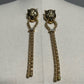 Lion Gold Head Tassel Earrings
