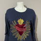 Jessica Simpson Navy Heart Artsy Sweater Sz-Medium