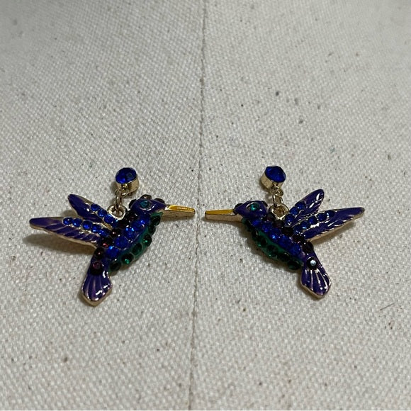 Blue | Purple | Green Hummingbird Earrings