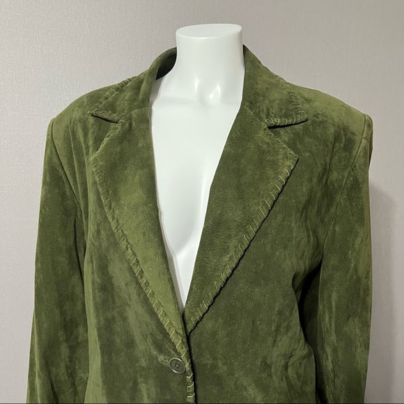 Lord & Taylor Green Suede Leather Blazer/Jacket Sz-22W