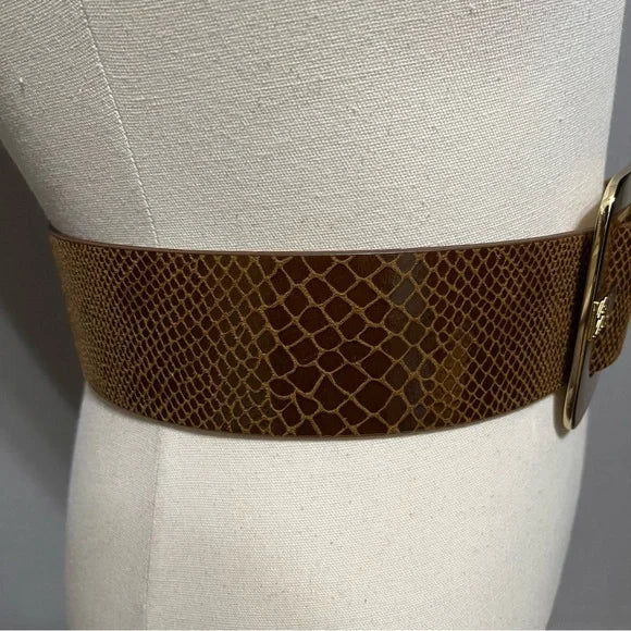 Anne Klein Brown Genuine Leather Wide Belt Extra Large