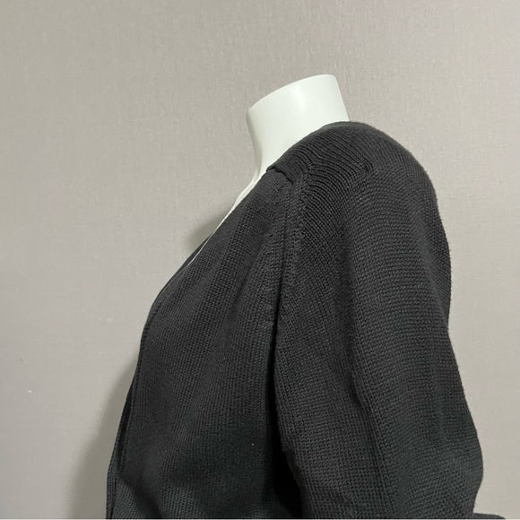 Vintage Designers Original Black 100% Cotton Cardigan Sz-Large