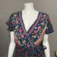 Floral V-Neck 100% Cotton Multicolored Maxi Wrap Dress Sz-Medium