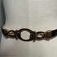Chicos Chocolate Brown Thin Antique Gold Jeweled Leather Adjustable Belt