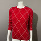 Lands End Red Diamond Print 100% Cashmere Sweater Sz-Small