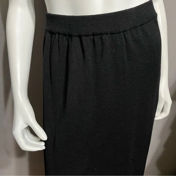 Tweeds Black Maxi Merino Wool Pencil Knit Skirt