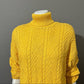 Wainscott Mustard Yellow Cotton Chunky Cable Knit Turtleneck Sz-Large