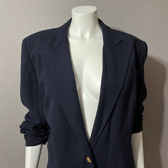 Lauren Ralph Lauren Navy 100% Pure New Wool Blazer Sz-14W
