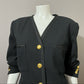 Vintage J.H. Collectibles Black 100% Wool Gold Button Front Blazer Sz-14 W