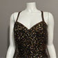 Vintage Oleg Cassini Black Gold Sequin Fit & Flare Dress Sz-12