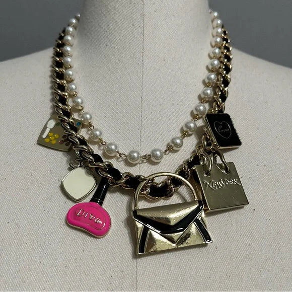 Gold Charm Statement Necklace