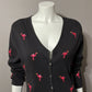 Mercer & Madison Black V-neck Cardigan Flamingo Print Sz- Large