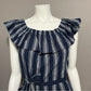 Vivi by Violet Weekend Ruffle Collar Navy Cotton Striped Dress Sz-Medium