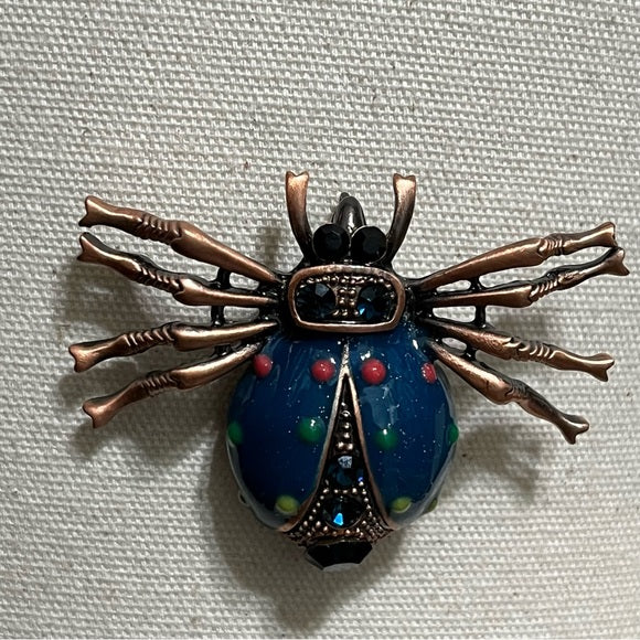 Blue | Red Lady Bug Brooch
