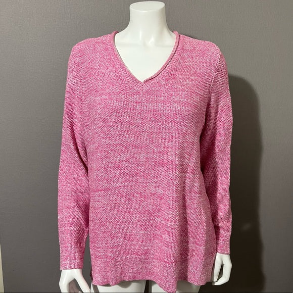 Croft & Barrow Pink V-Neck Marled Sweater Sz-1X