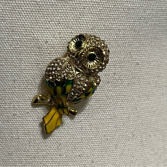 Yellow | Green Owl Brooch