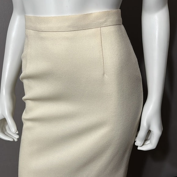 Vintage Chanavee Cream Wool Pencil Skirt Sz-4