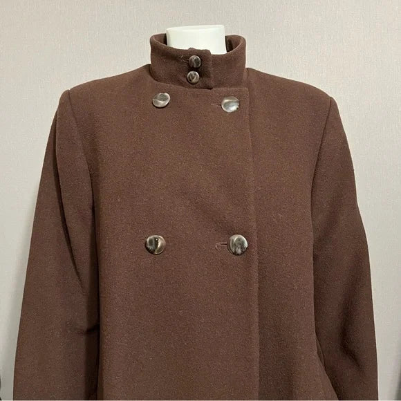 Harve Benard Brown 100% Wool Coat Size 14