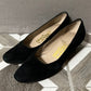 Salvatore Ferragamo Black Suede Leather Kitten Heel Sz-6 1/2 B